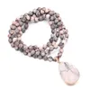 2022 new Chains Natural Semi Precious Stone Necklace Bead Chain 6mm 90cm Irregular Pendant 25x40mm For Woman