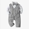 Büyük Kalite Bebek Erkek Beyefendi Tarzı Tulum Bahar Sonbahar Yürüyor Boy Uzun Kollu Tulumlar Bowtie Bebek Pamuk Onesies ile