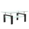 US Stock Living Room Furniture Rectangle Black Glass Coffee Table, Clear Modern Side Center Tables596P