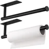 Zelfklevend Papier Handdoekrol Houder Muur Mount Zilver Zwart Goud Roestvrij staal Papers Rack voor Keuken Badkasten