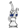 P Sungar Handmade Hookah Green Purple Blue Recycler Bongs Oil Rig Bong Glass Smoking Dab Rigs 14.4 mm Joint 9.3 inch