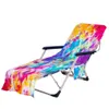 Tie Dye Beach Chair Cover med sidoficka Färgglada schäslonghanddukskåp för solstolar Solbadande trädgård