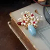 Factory price elegant creative handmade natural pearl stone vase design vintage suit brooches fashion costume jewelry