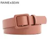 RAINIE SEAN cinturón rosa para mujer, cinturón sin agujeros, cinturón femenino sólido rojo negro Camel blanco, cinturón para niñas, accesorios de moda G1026