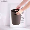 Household Double-Layer Round Trash Can Office Living Room Kitchen Bathroom Bin Waste Bins Without Lid Black 211222