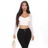 Romântico veja embora colhido colhido corset top mulheres elegante malha manga férias colheita skinny tshirt casual streetwear fêmea 210709