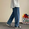 Korean Moda Męskie Szerokie Dżinsy Leg Jesień Streetwear Proste Baggy Dżinsowe Spodnie Męskie Spodnie marki