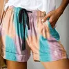 Korta Casual Kvinnor Solid Shorts Sweat Loose Plus Size Harajuku Tie-Dye Print High-Waisted Wide Leg 210515
