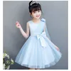 Летние полиэстер платья для девочек 2021 корейская версия мода без рукавов круглые шеи элегантные сладкие повседневные детские одежда 1853 y2
