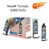 Fumot 100 % 정통 일회용 전자 담배 Randm 토네이도 6000 퍼프 vape 펜 프리 쿼리 12ml 포드 장치