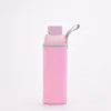 550ml Frosted Glass Water Bottle with Sleeve Bag Adult Outdoor Sports Water Bottles Black Pink