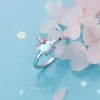 Classic Unicorn Licorne Anelli per le donne Regolabile Crystal Opal Solid 925 Sterling Silver Fashion Rainbow Finger Ring 210707