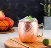 NEWCopper Mug Stainless Steel Beer Cup Moscow Mule Mug Rose Gold Hammered Copper Plated Drinkware JJB12690