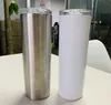 DIY Sublimation Skinny Tumbler Blank Straight Cups 20 oz Gobelets isolés en acier inoxydable White Silvery Beer Coffee Mugs WLL-YFA2301