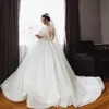 Robe de mariée ligne A, grande taille, manches longues, col en V, dentelle appliquée, style Boho, pays, 2022