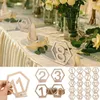 Houten decor bruiloft benodigdheden 1-20 zeshoekige holle digitale stoel platecard bar cafe decoratie hout tafels nummerplaten
