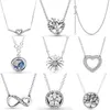 100% 925 Sterling Silver Sparkling Heart Wishbone Globe Family Tree Daisy Flower Collier Necklace Fit Charm Diy Jewelry Chains