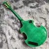 2021 New Grand Special Irregular Body Shape Electric Guitar Semi-Hollow Flamed Maple Top in Green
