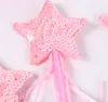 Prinsessenstaf voor meisjes Magisch speelgoed Feestgunst Pailletten Lint Kwastje Sterstok voor verkleden Halloween Kostuum Goochelshows Cosplay Verjaardag Babyborrels Roze