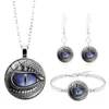 Oorbellen ketting Dragon Eye Art Po Sieraden Set Cabochon Glass Hanger Earring Armband Volledig 4 stks voor Dames Fashion Party Gifts