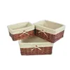 3 unids / set cesta de almacenamiento de mimbre con forro organizador de cesta de regalo 210609