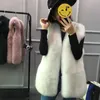 Höst Winter Fur Vest Kvinnors Mellanlängd Tjockad Varm Plus Storlek 2XL Jacka Outwear 210531