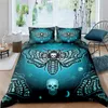 Sängkläder Moth Set Gothic Skull Duvet Cover Butterfly BedClothes 3-Piece Moon Stars Double Home Textiles King Size 210615