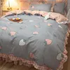 4 pz Bella Trapunta Copripiumino Letto Singolo/Doppia Lenzuolo Primavera Peluche Vestiti Ding con Federa Set Y112