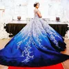 Gradiente Color Quinceanera Vestres Scoope Aplique Applique Sweet 16 Prom Dress Skirt Puffy Vestidos de 15 aos