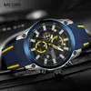 Megir homens militares relógios de relógios Homens à prova d 'água Forma Azul Silicone Strap WristWatch Homem Luxo Top Marca Luminosa Relógio 210329