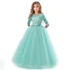 Kinder Mädchen Hochzeit Blumenmädchen Kleid Langarm Elegante Prinzessin Party Festzug Formales Kleid Tüll Spitzenkleid LJ200923 75 Z2