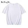 Camisetas extragrandes de algodón de verano para mujer, camiseta de manga corta informal 4XL lisa para mujer, camisetas Harajuku blancas y negras, camisetas 210506