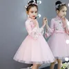 Ethnic Clothing Pink Girls Cheongsam Embroidery Flower Chinese Dress Mandarin Collar Birthday Party Kids Princess Formal277H