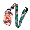 Anime Demon Slayer Figures Lanyard Credit Card ID Badge Holder Key Rings Students Travel Bank Bus Business Card Cover Keychain G1019