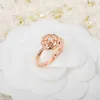 Top C Pure 925 Sterling Silver Jewelry For Women Camellia Rose Rings Diamond Wedding Jewelry Engagement Rose Gold Flower Luxury