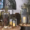 Kandelaars decor ijzer glazen houder set zilver luxe thee licht lantaarns moderne bougie mariage eettafel ZP60