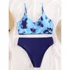 Tye Dye Высокая талия 2021 Купальник Женщины Push Up Купальники Двухсексуалисты Bikini Set Wrap Купальник Купальник Плавание Носите Женский 210319