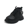 Boots Girls/Boys 2021 Lace Up Winter Autumn Children Pockets Short Black Chunky Kids Ankle British Style