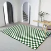 Carpets Flannel Checkerboard Carpet Large Area Rugs For Living Room Non-slip Green Floor Mat Soft Bedside Rug Girl Bedroom Deco J9f4