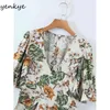 Vintage Floral Print Women Jumpsuit Sexy Deep V Neck Summer Overalls Short Casual Romper Mono Mujer 210430