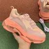 Mode Triple S Casual Shoes Paris 17FW Clear Sole Herr Dam Sneakers Cherry Bossom Powder Neon Grön Svart Vit Segel Vintage Lyx Desinger Sneakers