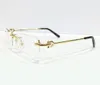 Monture de lunettes sans monture en métal doré classique 54mm lentille claire Mens Designer montures de lunettes optiques lunettes avec boîte
