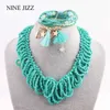 NINEJIZZ Bohemian Necklaces Fashion Women Jewelry Handwoven Collier Long Tassel Beads Choker Statement Necklace Bracelet Set