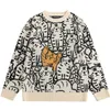 Harajuku vintage streetwear tröjor män pullover tecknad tiger mönster stickade hoppare höst par casual lösa toppar män 211221