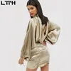 Vestido Real Cotton Natural Sheath Full Women Dress Bag Hip Women's Long Sleeves Drawstring Halter Sexy 210427