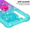 360 Finger Metal Ring Quicksand Shockproof Cases For Iphone 13 Pro Max Samsung S22 Ultra Plus A03S A13 5G A82 A22 4G A32 Heart Gradient Bling Liquid Soft TPU Holder Cover