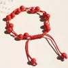 6mm Vermelho Pedra Natural Handmade Corda Trançado Frisado Lucky Charme Braceletes Clube de Partido Jóias de Aniversário para Mulheres Homens Amante