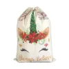 クリスマスの装飾クリスマスギフトバッグかわいい巾着キャンバスユニコーンサンタサッククリスマス装飾飾りサンタ2スタイルRRA4362