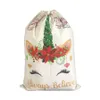 Christmas Decorations Christmas Gift Bag Cute Drawstring Canvas Unicorn Santa Sack Christmas Decoration Ornament Santa 2 Styles RRA4362