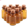 Wholesale 50pcs 1ml Amber Mini Glass Bottles Tiny Jar Vials With Cork Stopper DIY Craftgood qty